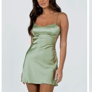Princess Polly Satin Chemise in Soft Green